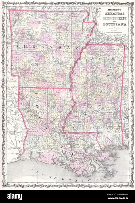 English This Is Johnson And Brownings 1861 Map Of Louisiana