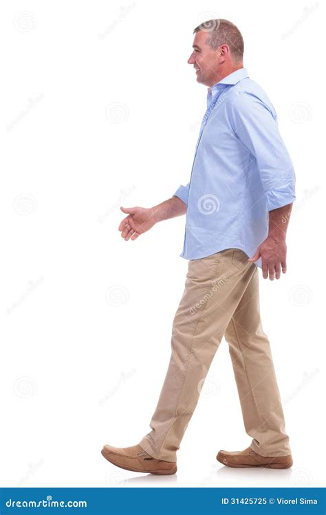 Casual Middle Aged Man Strolling Stock Image Image Of Aged Smile