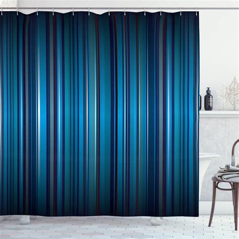 Harbour Stripe Shower Curtain Vibrant Nvay Blue Background With Thin