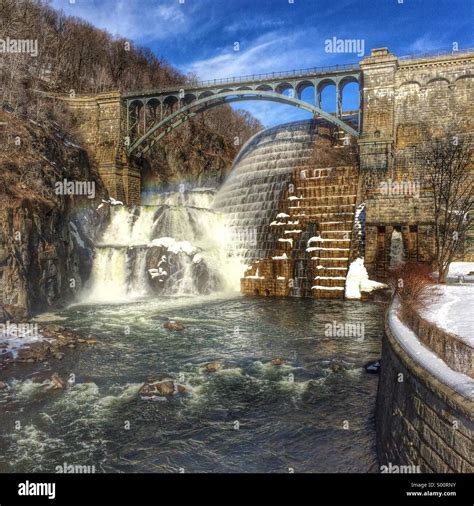 Water Flows Over The Spillway Of The New Croton Dam On A Warm Winter