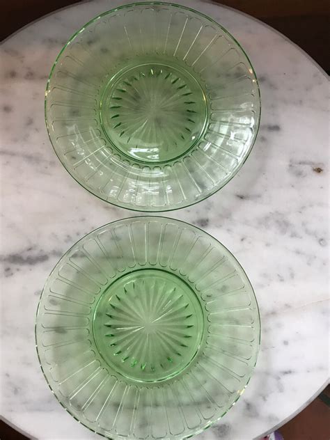 Vintage Green Uranium Glass Small Tea Bread And Butter Plate Hazel