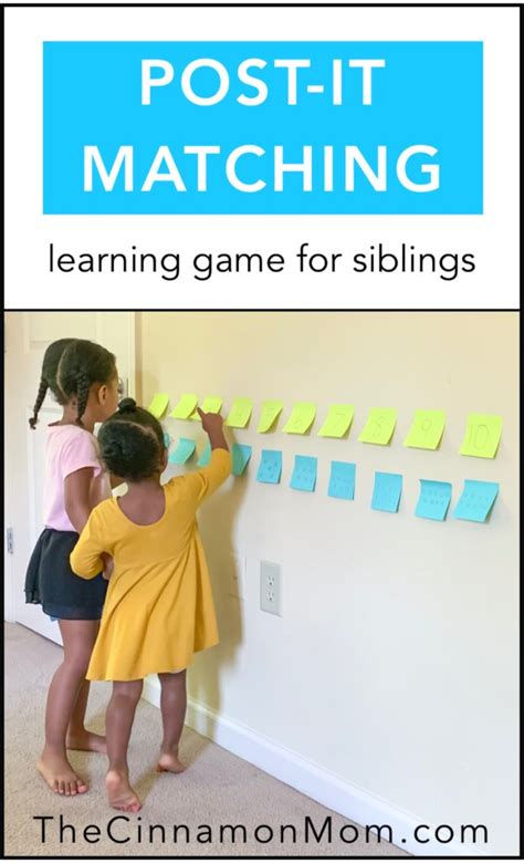 Post It Matching Game Learning Activity For Siblings To Play Together