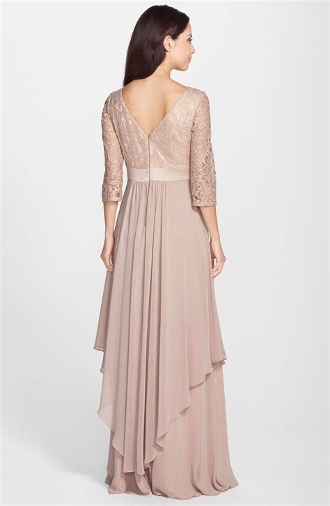 eliza j embellished lace and chiffon gown nordstrom evening dresses with sleeves lace fashion