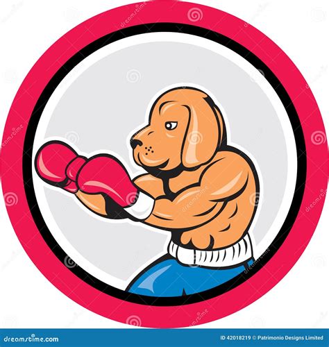 Dog Boxer Boxing Circle Cartoon Stock Vector Image 42018219