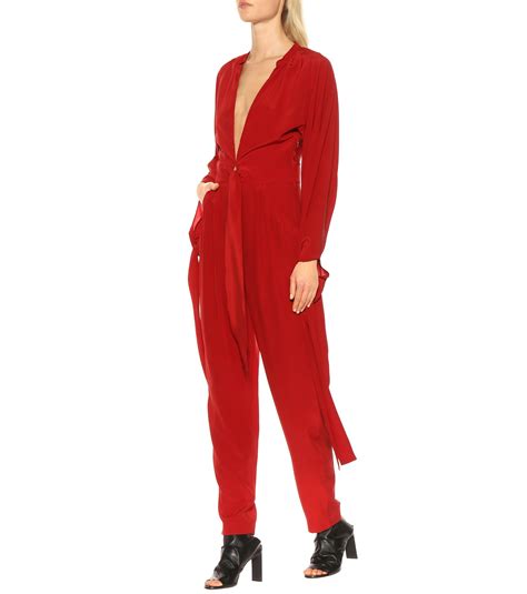 Stella Mccartney Silk Crêpe Jumpsuit In Red Lyst