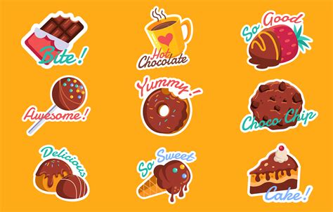 Yummy Variety Of Chocolate Sticker Pack 1370835 Vector Art At Vecteezy