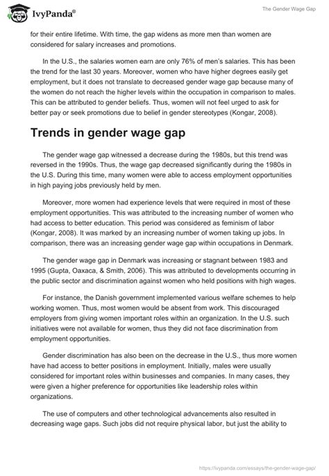 the gender wage gap 1677 words term paper example