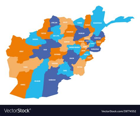 Afghanistan Map Of Provinces Royalty Free Vector Image