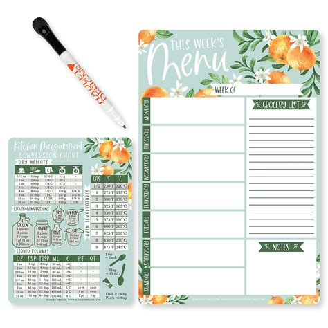 Buy Magnetic Meal Planner For Refrigerator Clementine Magnetic Weekly