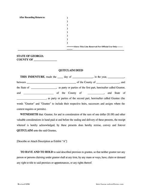 Printable Example Of A Quit Claim Deed Completed Printable Templates