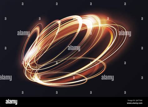 Luminous Gold Glow Of Neon Rings Abstract 3d Light Effect Vector
