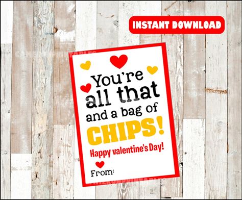 Youre All That And A Bag Of Chips Valentine Cards Etsy