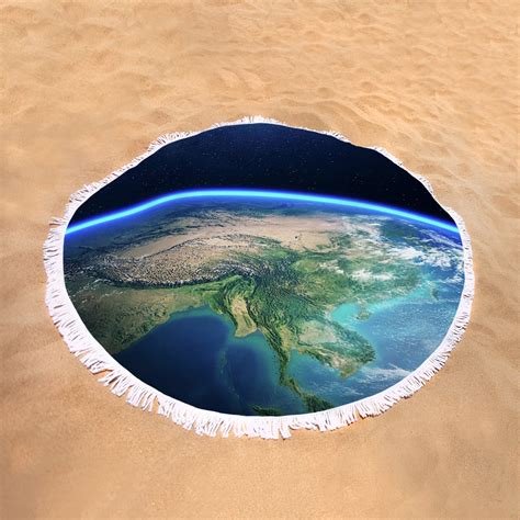 Earth From Space Asia View Round Beach Towel For Sale By Johan Swanepoel