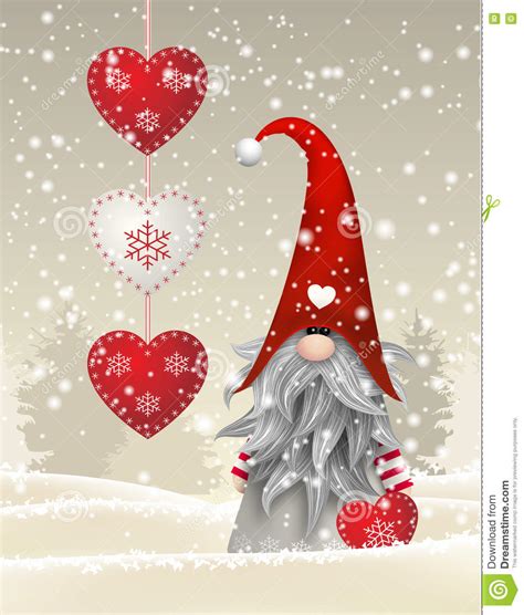 Scandinavian Christmas Traditional Gnome Tomte Illustration Stock