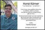 Traueranzeigen von Horst Körner | Aachen gedenkt