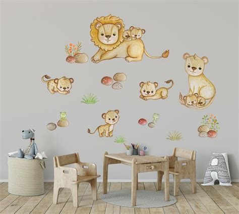 Lion Nursery Wall Decor African Animal Decal Lion Sticker Etsy