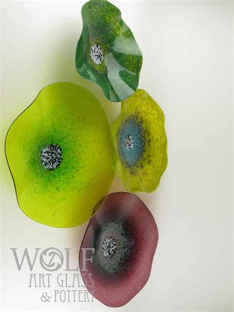 Wolfartglass Aubergine Plum With Greens Blown Glass Wall Art Collection 0618 Blown Glass Wall