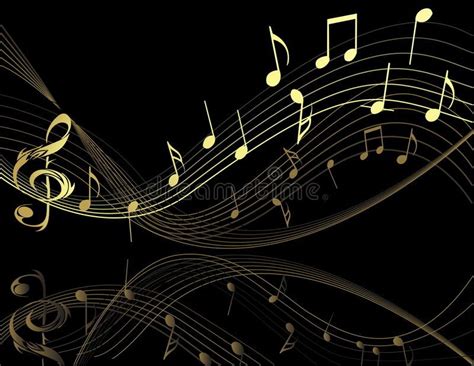 Background With Music Notes Black Background With Gold Music Notes