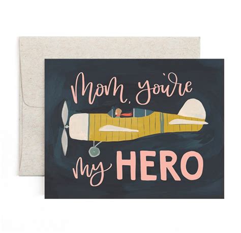 Mom Youre My Hero Airplane Greeting Card Mothers Day Etsy
