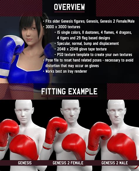 Boxing Gloves Legacypack For Genesis 1 And Genesis 2 Female And Male 3d Figure Assets Gravureboxing