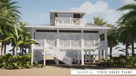 Sea Oats 3 Bedroom Beach House With Rooftop Balcony By Tyree House Plans