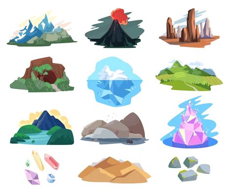 Premium Vector Mountain Landscape Illustration Set