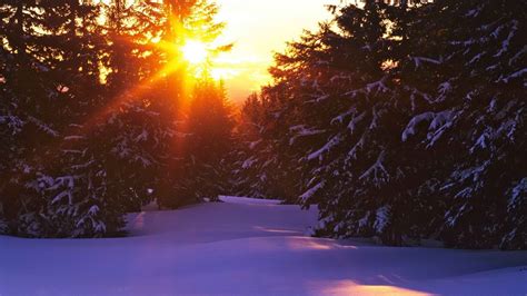 Snowy Sunset Wallpaper Wallpapersafari