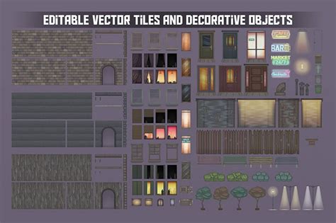 Night City Street 2d Background Tiles By Free Game Assets Gui Sprite