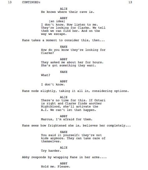 3x13 Part 2 Acting Scripts The 100 Show The 100