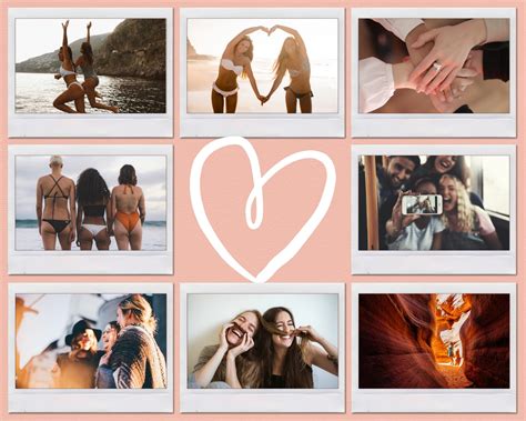 Free Custom Printable Heart Shaped Photo Collage Templates Canva