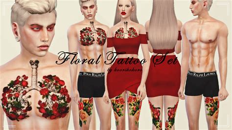 Koorikokoro “ A Floral Tattoo Set For Your Female And Male Sims It