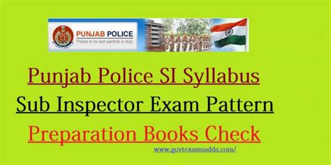 Punjab Police SI Syllabus 2023 Sub Inspector Exam Pattern Books