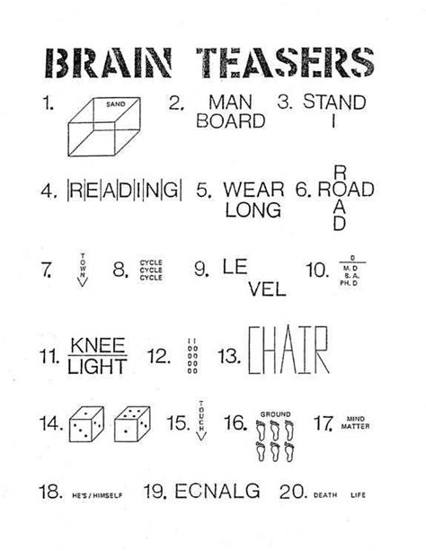 Free Printable Brain Teasers For Adults With Answers Pin By Joann D