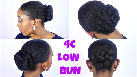 How To Sleek Low Bun Tutorial On Shorttwa 4c Natural Hair Youtube