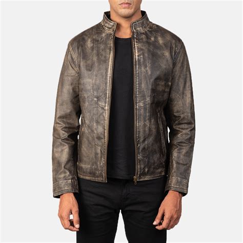 Alex Distressed Brown Leather Biker Jacket - Buy Socttish Kilts Online