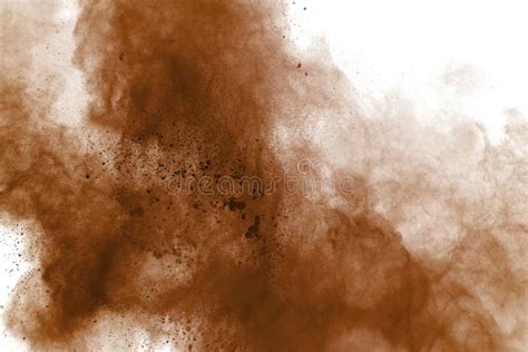Brown Powder Explosion On White Background Paint Holi Stock Photo