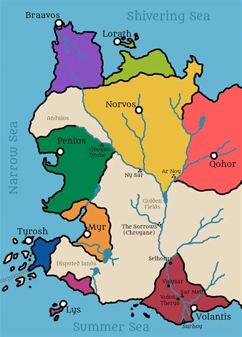 Map Of The Free Cities Of Essos And The Rhoynar Ruins Asoiaf R