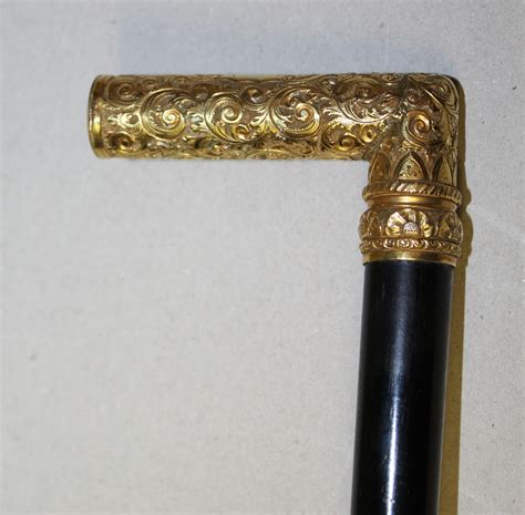 Bargain Johns Antiques Antique Walking Stick Or Cane With Gold