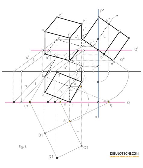 Hexaedro Representación Desarrollo Y Secciones Planas · Dibujo