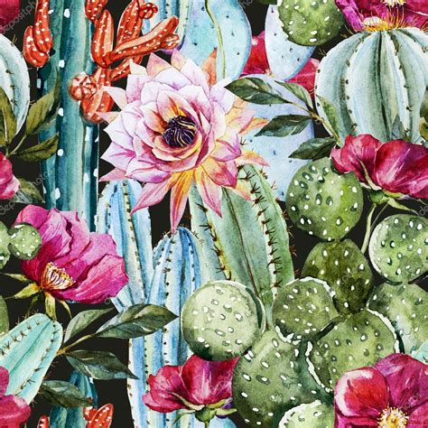 Watercolor Cactus Pattern — Stock Photo © Zeninaasya 84953800