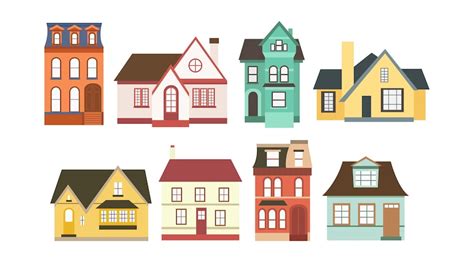 Premium Vector Set Of Houses In Cartoon Style Vector Illustration Of