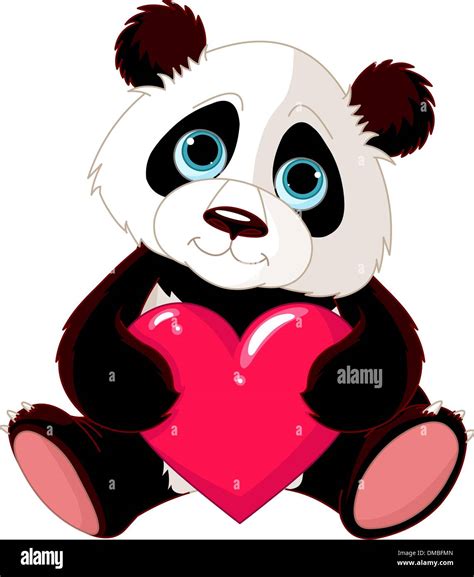 Cute Panda With Heart Stock Vector Image And Art Alamy