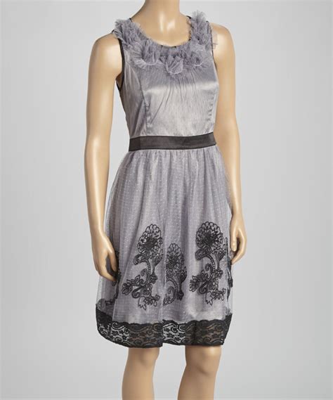 Another Great Find On Zulily Ryu Silver And Black Floral Lace A Line