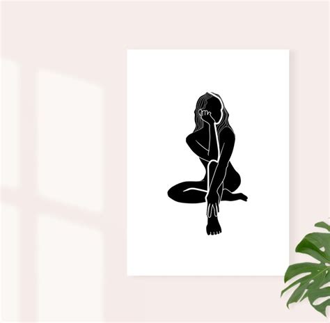 Female Body Outline Wall Art Minimalist Woman Print Abstract Etsy