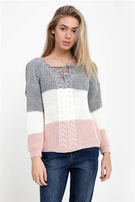 Grey White And Pink Striped Sweatshirt From £17 Only