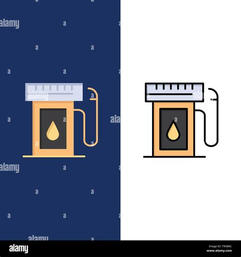 Gasoline Industry Oil Drop Icons Flat And Line Filled Icon Set