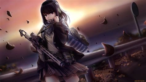 28 Anime Girls With Guns Wallpapers Wallpaperboat