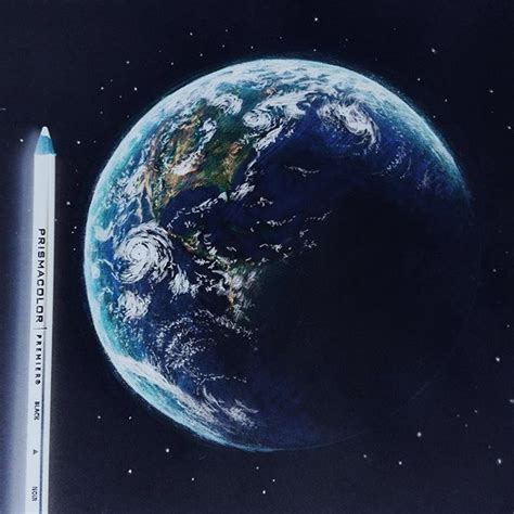 Earth 🌎 Colored Pencils Inverted Drawing Experimenting With My New