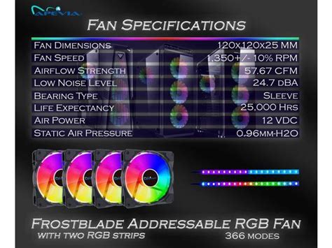 Apevia Fb P Rgb Frostblade Mm Silent Addressable Rgb Color Changing