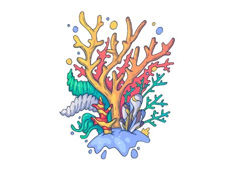 Premium Vector Beautiful Sea Coral Creative Cartoon Illustration